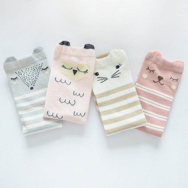 4 Pair/lot Kids Socks Brand kids Boy&Girls Children's Baby Socks Fox Dog Cat 3D Warm Socks 8 Style For 1-6 Year