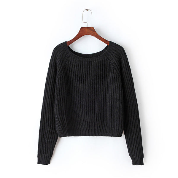 Autumn winter new 2017 crop sweater casual sexy women sweaters and pullovers knitted jumpers short basic solid slim pull femme