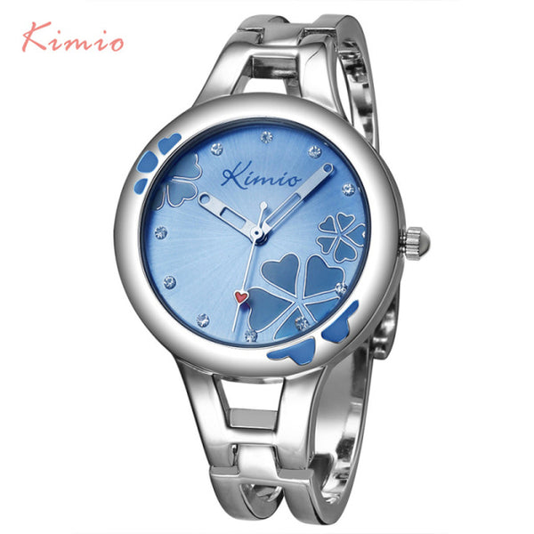 KIMIO Carving Clover Flower Womens Watches Top Brand Quartz Watch Women Dress Bracelet Watch Casual Women's Watches Wristwatch