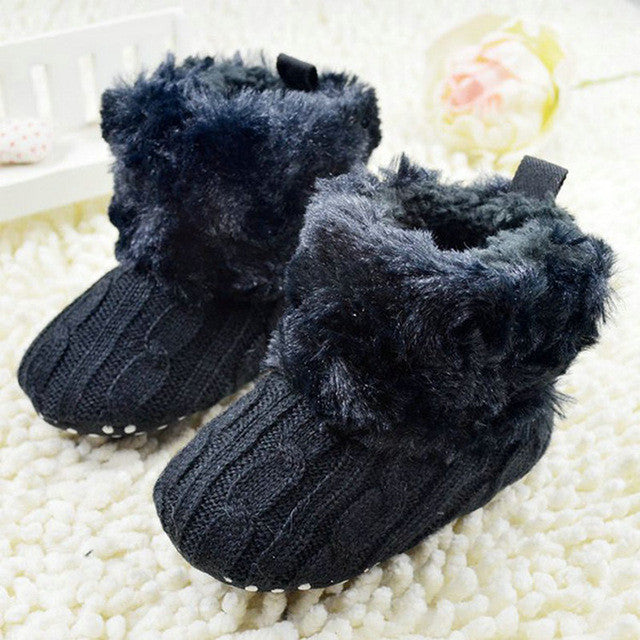 0-18 Months Baby Kid Knitted Fur Snow Boots 5 Color Toddlers Soft Sole Short Boots Shoes