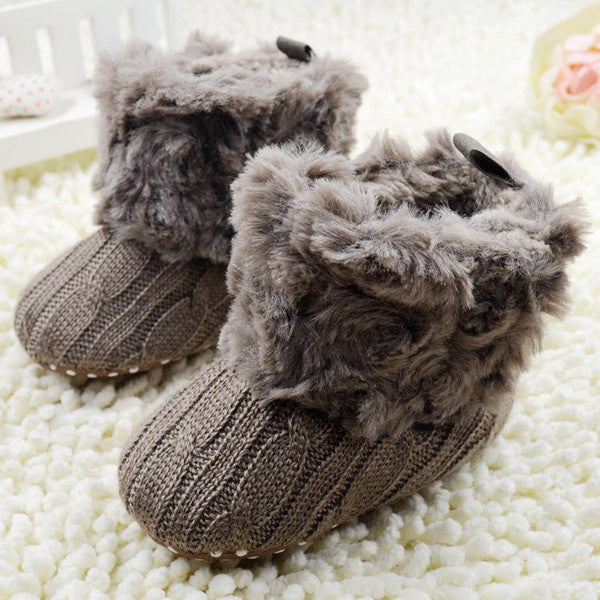 0-18 Months Baby Kid Knitted Fur Snow Boots 5 Color Toddlers Soft Sole Short Boots Shoes
