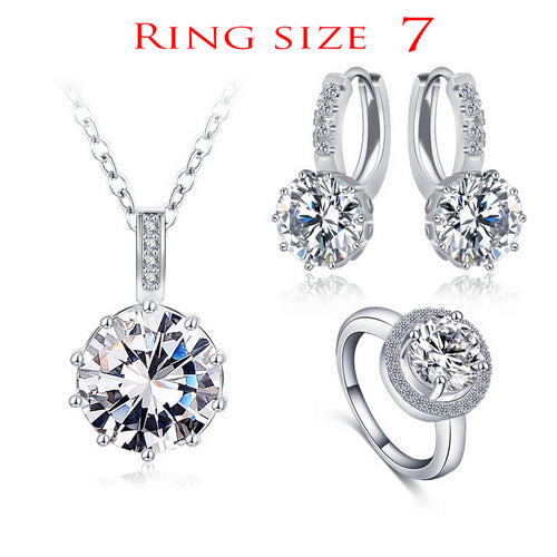 LZESHINE 2016 Top Sale Luxury Classical Women Jewelry Set Designer Round Necklace/Earring/Ring Set Parure Bijoux Femme CST0034-B