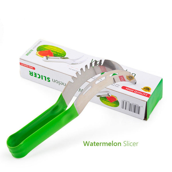Watermelon Slicer & Server, Perfect Stainless Steel Fruit Cutter and Corer,  Easily Slices Cantaloupe  To Scoop ,Kitchen Gadget