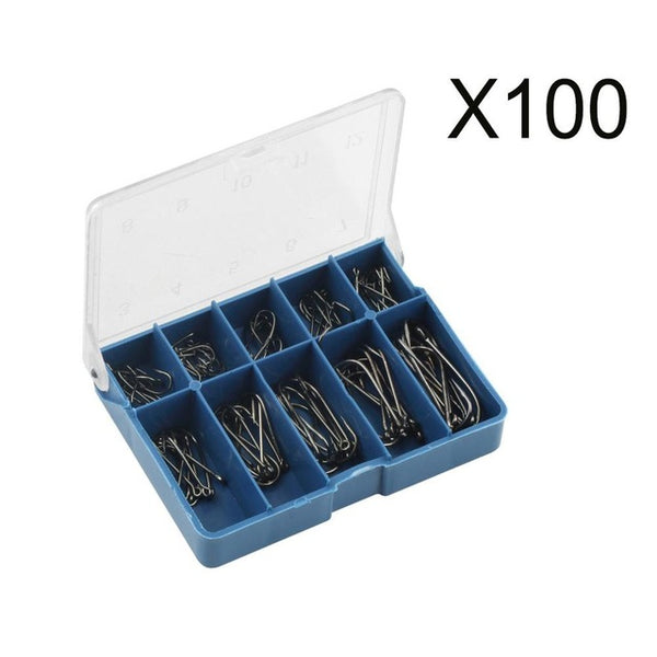 100 Pcs/Lot 3# -12# Carbon Steel Fishing Hook Fishhooks Durable Fishing Hooks with Hole Carp Fishing Tackle Box Top Quality