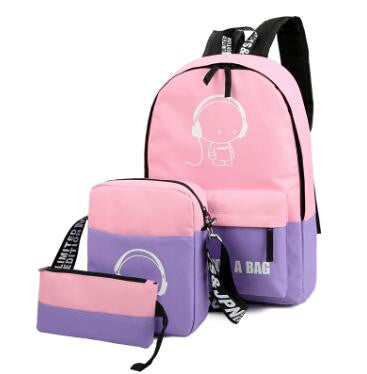 JOYPESSIE Sets girl Luminous women Backpacks Nylon School Bags fluorescence Backpack For Teenager Book bag mochila light bag