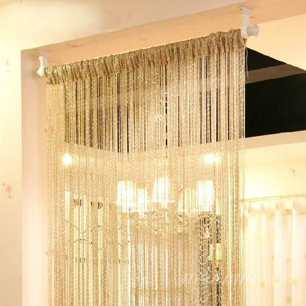 Factory Price! 13 Colors Vogue Curtain Silver Silk Tassel String 200cm x 100cm Door Window Living Room Divider Curtain Valance