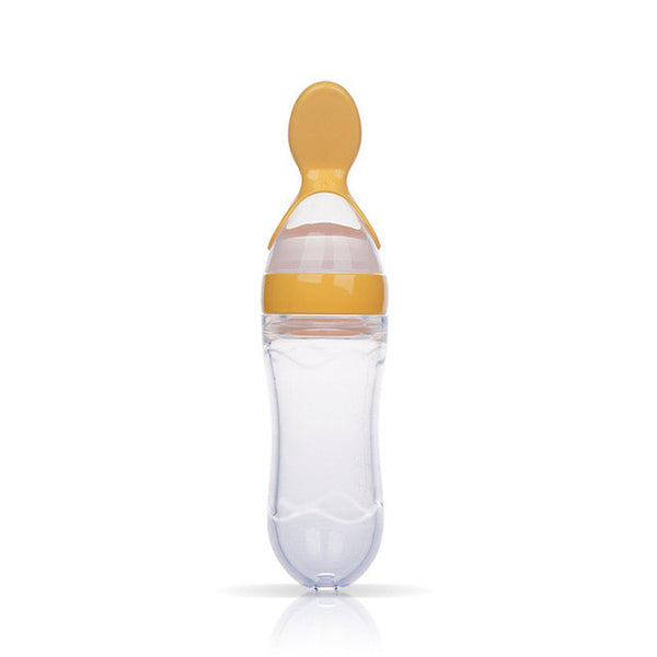 MK 2017 New With Spoon Infant Silica Gel Feeding Bottle Food Supplement Rice Cereal Bottle Baby Squeeze Spoon Silicone Feeder