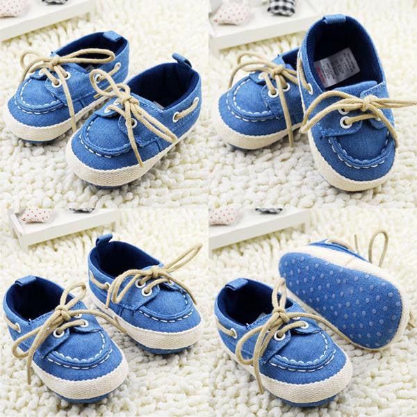 Toddler Boy Girl Soft Sole Crib Shoes Laces Sneaker Baby Shoes Prewalker