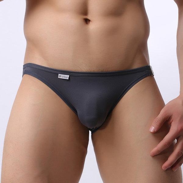 Mens Nylon Slip Small Mesh Breathable Briefs Low Rise Sexy Fashion Lock Buckle Men Bikini Underwear Briefs Brave Person