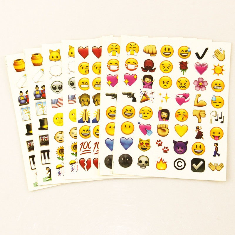 MOOBIFFY 1PCS sheet(48stickers ) Cute Lovely 48 Die Cut Emoji Smile Sticker For Notebook Message High Vinyl Funny Creative
