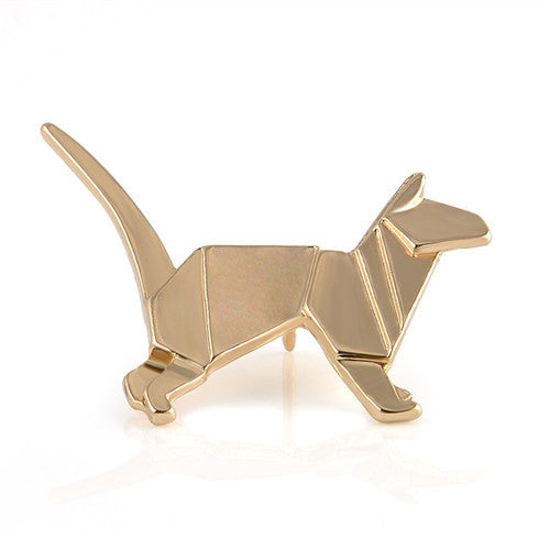 Fashion Gold Silver Geometry Origami Animal Brooches Metal Cat Rabbit Horse Bird 3D Pins Badge Corsage Jewellery
