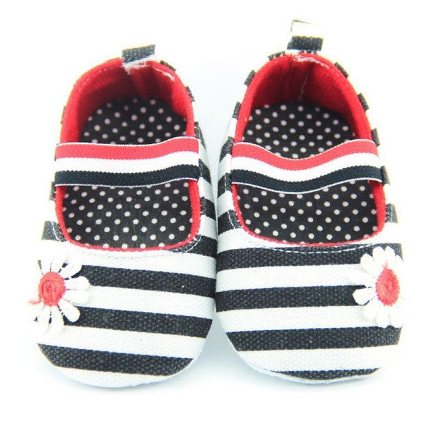 Baby Girl Canvas Striped Soft Sole Shoes Crib Shoes Infant Prewalkers 0-18 Month