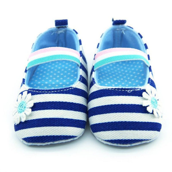 Baby Girl Canvas Striped Soft Sole Shoes Crib Shoes Infant Prewalkers 0-18 Month