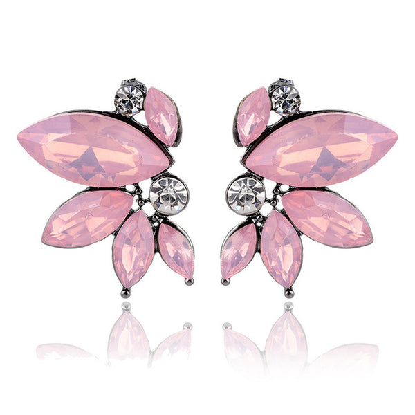 Unique Symmetrical Acrylic Opal Stone Stud Earrings for Woman Personality Statement Fashion Jewelry Christmas Gift for Girls