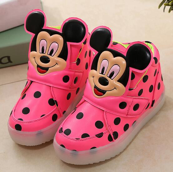 Children Shoes With Light Popular in Europe Boys Shoes Autumn Winter Dot Cartoon Led Sport Girls Sneakers Kids Shoes Size 21-30