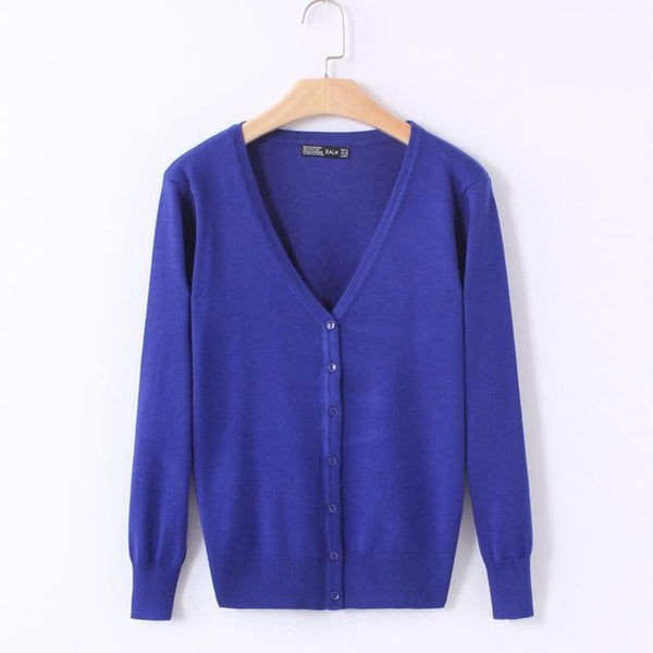 20 Solid Colors new Sweater Women Cardigan Knitted Sweater Coat Long Sleeve Crochet Female Casual V-Neck Woman Cardigans Tops