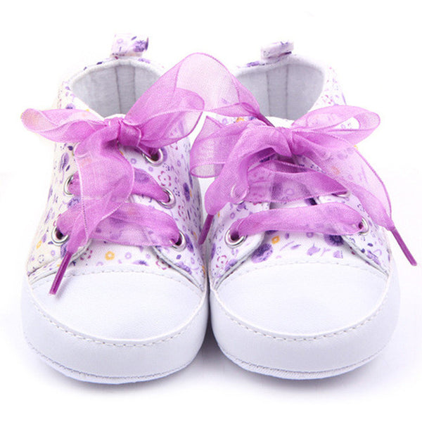 Baby Kids Girls Cotton Floral Infant Soft Sole Shoes Toddler First Walker 3 Colors