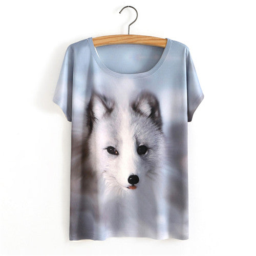 Summer Style White Tiger 3D Print T-Shirt Women Summer Clothes 2017 Round Collar Women T Shirt Female Tops