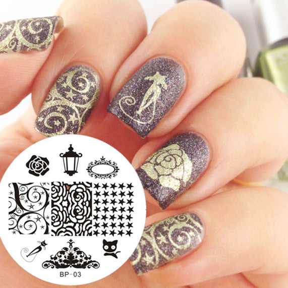 1pc 31 Designs Available Born Pretty Stamping Plate  Lace Starfish & Shell Negative Space Leaves Flowers Animals Nail Template