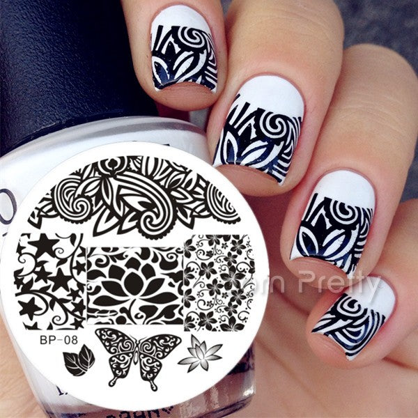 1pc 31 Designs Available Born Pretty Stamping Plate  Lace Starfish & Shell Negative Space Leaves Flowers Animals Nail Template