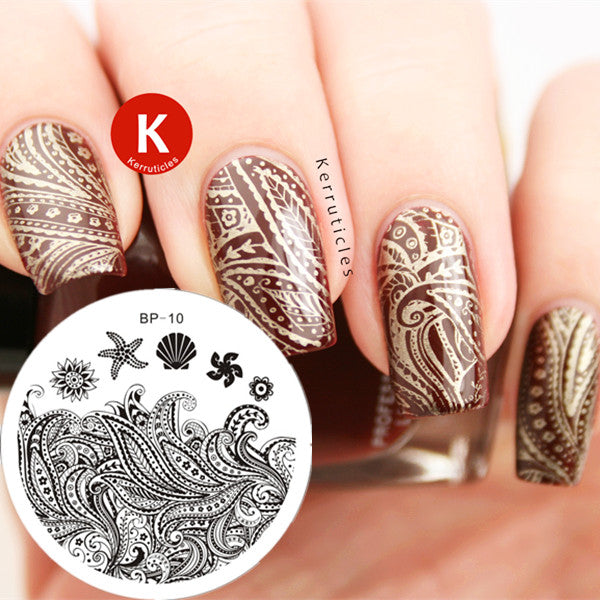 1pc 31 Designs Available Born Pretty Stamping Plate  Lace Starfish & Shell Negative Space Leaves Flowers Animals Nail Template