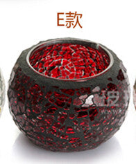 Free Shipping 1 X Creative Mosaic Carved Glass Candle Holder Wedding Home Table Decorative With One Candle Romantic Dinner