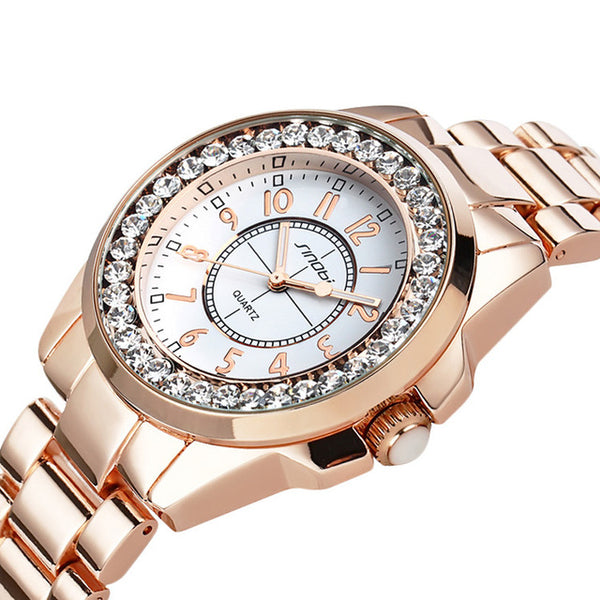 Sinobi luxury Dress Brand Fashion Watch Woman Ladies Gold Diamond relogio feminino Dress Clock female relojes mujer 2017 New