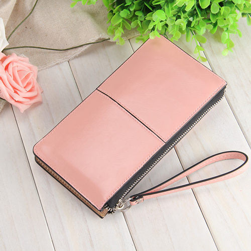 Women Wallets Candy Oil Leather Wallet Long Design Day Clutch Casual Lady Cash Purse Women Hand Bag Carteira Feminina HQB1673