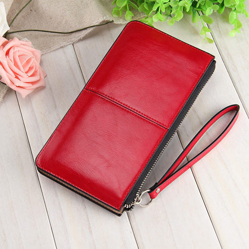 Women Wallets Candy Oil Leather Wallet Long Design Day Clutch Casual Lady Cash Purse Women Hand Bag Carteira Feminina HQB1673