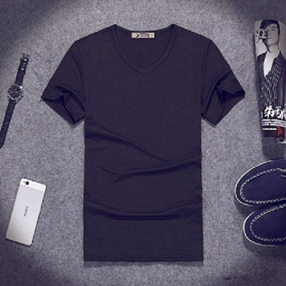 new 2017 men T-shirt v-neck pure color render unlined upper garment cultivate one's morality men T-shirts short sleeves Tshirts