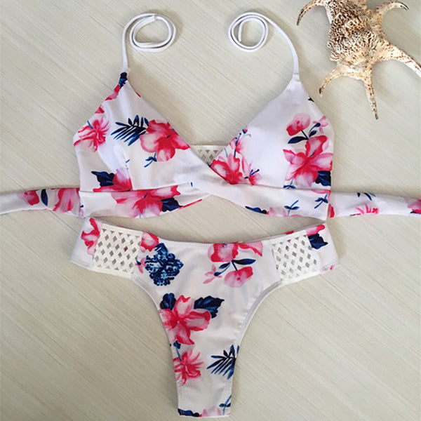 2017 New Sexy printed Bikinis Women Swimsuit Brazilian Bikini Set Bandage Beach Wear Bathing suit Push Up Swimwear Tankini