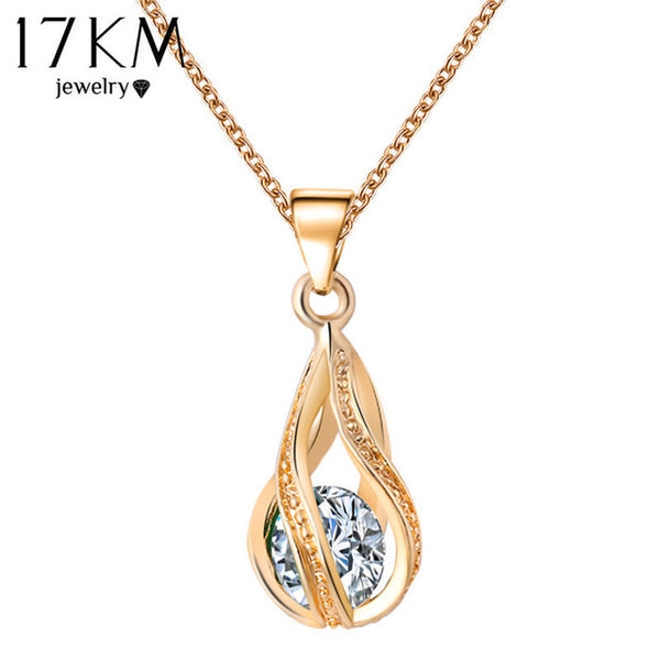 17KM Long Austrian Crystal Water Drop Necklaces & Pendants Gold Color Silver Color Maxi Necklaces for Women Gift collares 2016