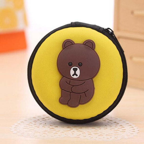 Women Kawaii Animals Cartoon Stitch Hello Kitty Silicone Coin Purse Key kids Girls Wallet Earphone Organizer Box Bags