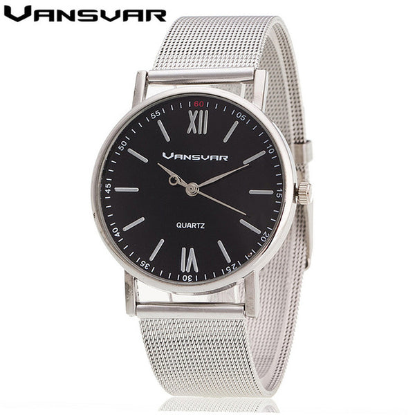 Vansvar 2016 New Style Watch Silver Band Women Wristwatch Quartz Watches Casual Relogio Feminino 1696
