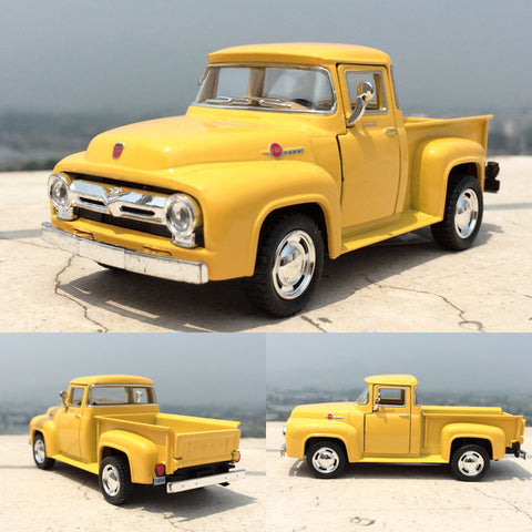 Brand New 1/38 Scale Car Toys 1956 Ford F100 Pickup Diecast Metal Pull Back Car Model Toy For Gift Kids Collection FreeShipping
