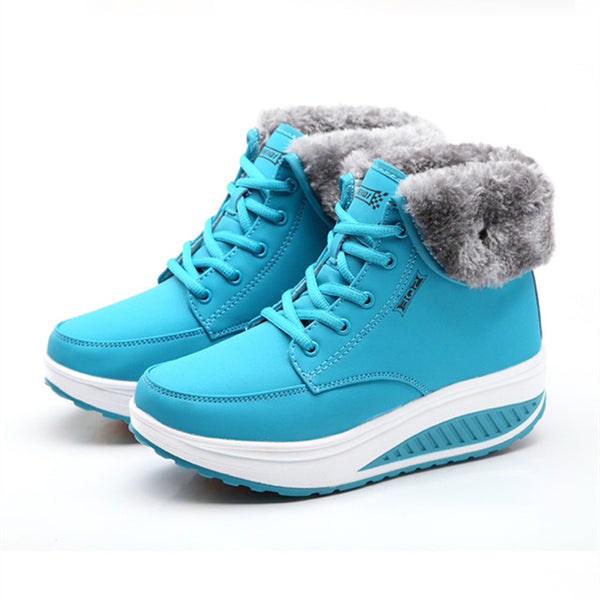 EISWELT Winter Female Plus Velvet Swing Shoes Snow Platform Boots Women Thermal Cotton-padded Shoes Flat Ankle Boots#EHL18