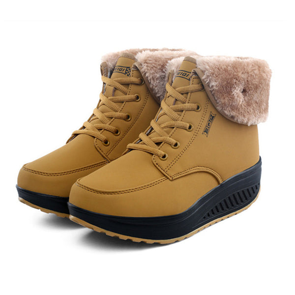 EISWELT Winter Female Plus Velvet Swing Shoes Snow Platform Boots Women Thermal Cotton-padded Shoes Flat Ankle Boots#EHL18