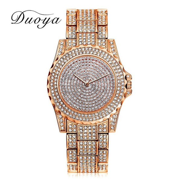 Duoya Luxury Brand Women Bracelet Steel Watch Women Fashion Wristwatch Gold Classic Business Quartz Watch Electronic Wrist Watch