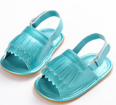2017 New designs floral Hot sale Double Tassel Pu leather Baby moccasins  child Summer girls sandals Sneakers Infant shoes