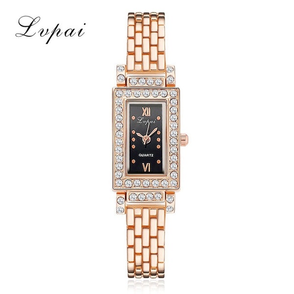 Lvpai Brand New Arrival Watches Women Luxury Gemstone Stainless Steel Casual Gold Wristwatch Watch Women Dress Quartz Watches