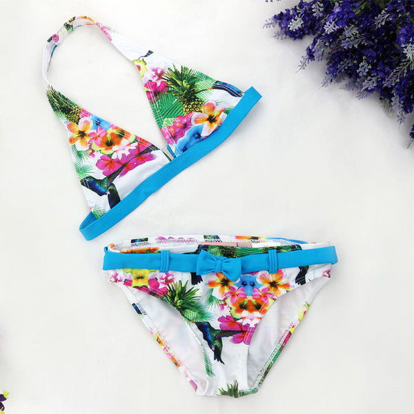 2016 New Summer Cuhk Girls Split Bikini Kids Cute Flower and Animal Pattern Swimwear Children Girl Floral swimsuit wholesale