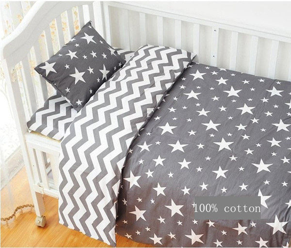 Aden Bears 3 Pcs Cotton Crib Bed Linen Kit Cartoon Baby Bedding Set Includes Pillowcase Bed Sheet Duvet Cover Without Filler