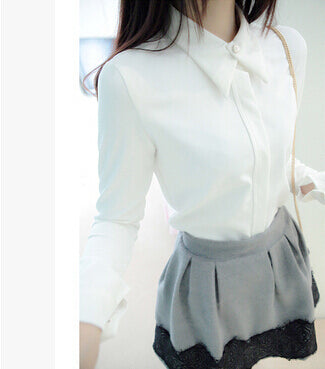 2016 Korean New White Shirt Chiffon Blusas Femininas Women White Black Blouses Elegant Woman Clothes