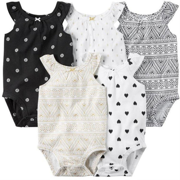 5 Pieces/Lot Baby Bodysuits Sling Sleeveless Short Sleeved Cotton Baby Jumpsuit Baby Clothes Dot Print  Baby Girls Bodysuits V49
