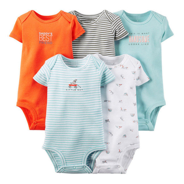 5 Pieces/Lot Baby Bodysuits Sling Sleeveless Short Sleeved Cotton Baby Jumpsuit Baby Clothes Dot Print  Baby Girls Bodysuits V49