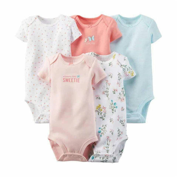 5 Pieces/Lot Baby Bodysuits Sling Sleeveless Short Sleeved Cotton Baby Jumpsuit Baby Clothes Dot Print  Baby Girls Bodysuits V49