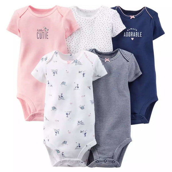 5 Pieces/Lot Baby Bodysuits Sling Sleeveless Short Sleeved Cotton Baby Jumpsuit Baby Clothes Dot Print  Baby Girls Bodysuits V49