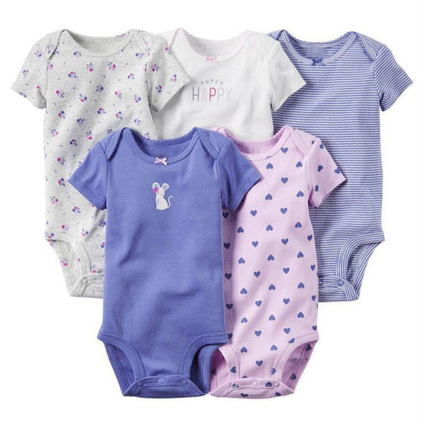 5 Pieces/Lot Baby Bodysuits Sling Sleeveless Short Sleeved Cotton Baby Jumpsuit Baby Clothes Dot Print  Baby Girls Bodysuits V49