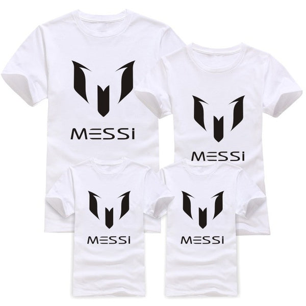 12 color brand 100% cotton Barcelona MESSI Soccer Family Matching Outfits Short-sleeved fashion boys girls child  family T-shirt