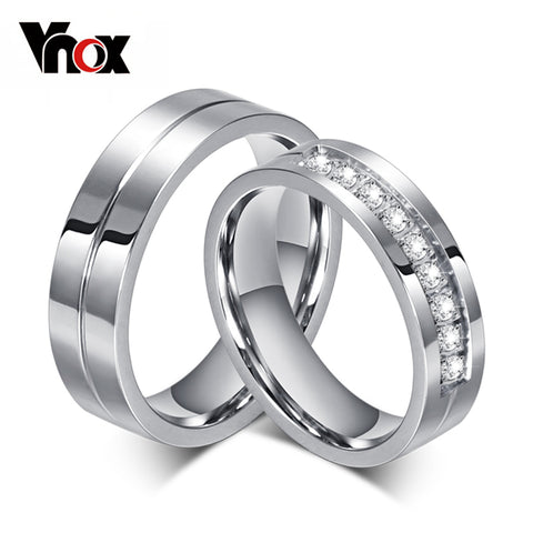 Vnox CZ Wedding Engagement Rings for Couples 316l Stainless Steel High Quality